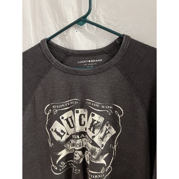 Lucky Brand Gray Men’s Raglan Long Sleeve Thermal Graphic Tee Sz L NWT - Picture 11 of 11